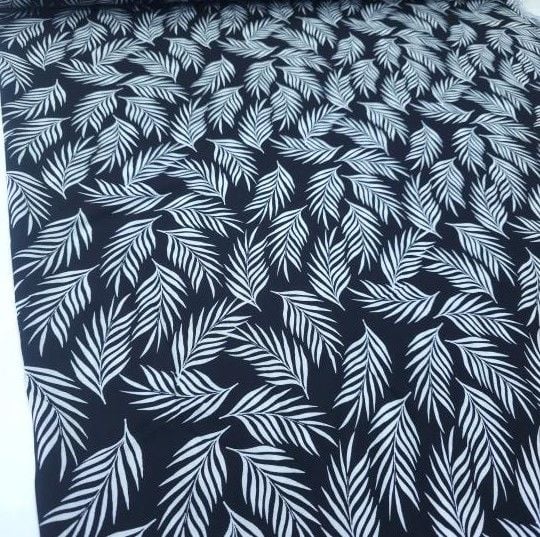 İğne Yapraklı Viskon Kumaş siyahbeyaz