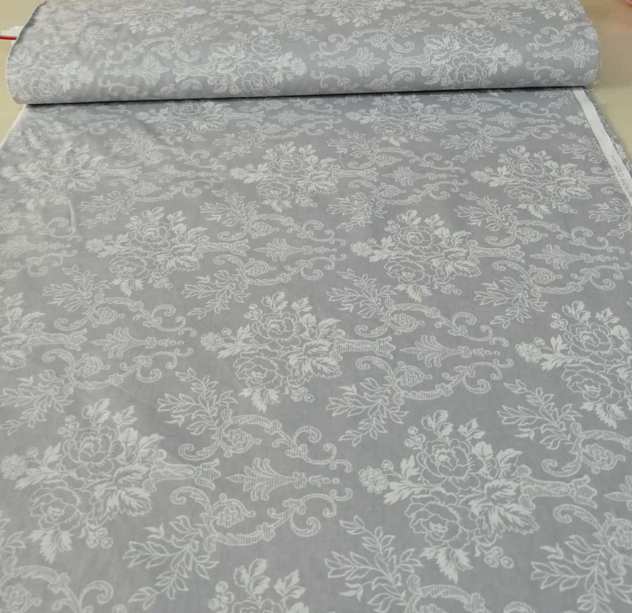 Damask Poplin Kumaş gri