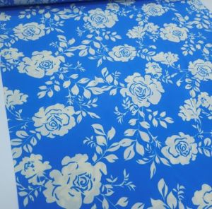 Krem Güller Viskon Kumaş mavi