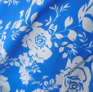 Krem Güller Viskon Kumaş mavi