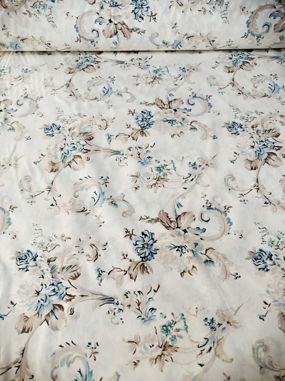 Soft Çiçekler Poplin Kumaş mint