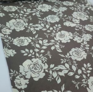 Krem Güller Viskon Kumaş kahverengi