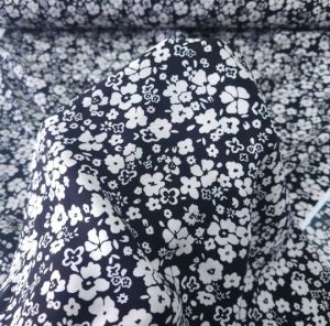 Faded Flowers Viskon Kumaş siyah