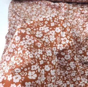 Faded Flowers Viskon Kumaş kiremit