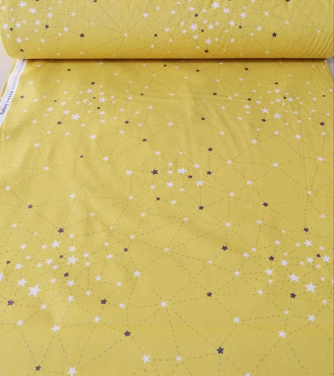 Takım Yıldızları Poplin Kumaş sarı