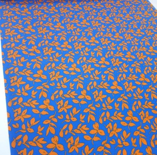 Moda Yapraklar Viskon Kumaş mavi