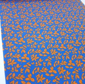 Moda Yapraklar Viskon Kumaş mavi