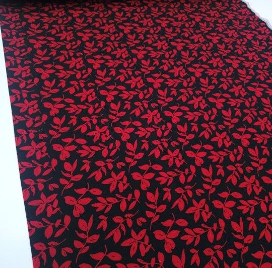 Moda Yapraklar Viskon Kumaş kırmızı