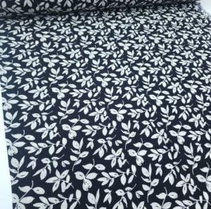 Moda Yapraklar Viskon Kumaş siyah