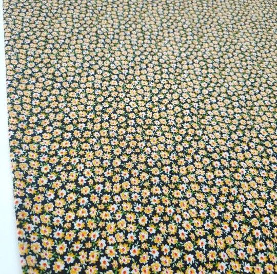 Yenilenmiş Çıtır Çiçekler Viskon Kumaş sarı