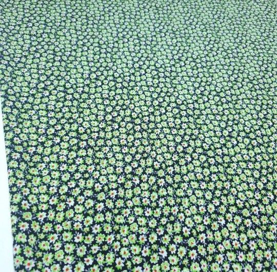 Yenilenmiş Çıtır Çiçekler Viskon Kumaş yeşil