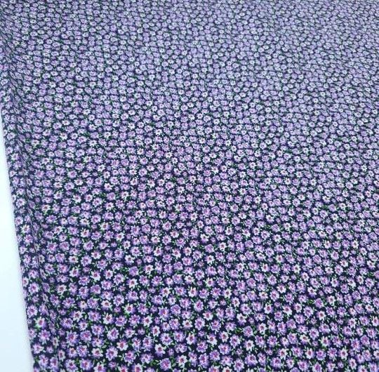 Yenilenmiş Çıtır Çiçekler Viskon Kumaş lila
