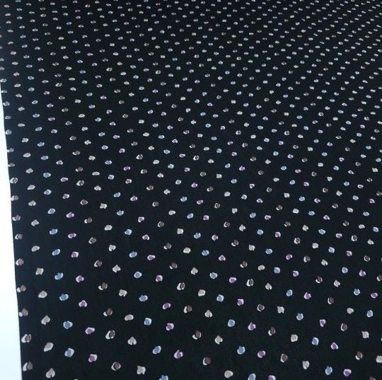 Renkli Puantiye Viskon Kumaş siyah