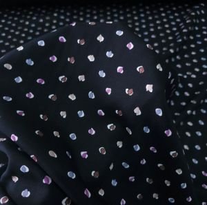 Renkli Puantiye Viskon Kumaş siyah