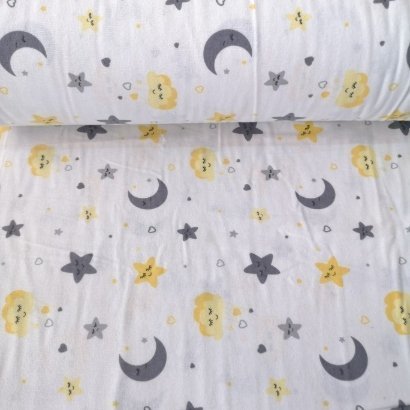 Ay ve Yıldızlar Pazen Kumaş sarı