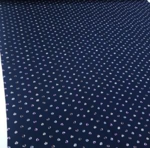 Renkli Puantiye Viskon Kumaş lacivert