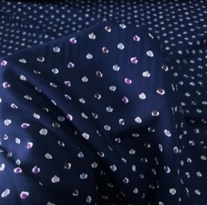 Renkli Puantiye Viskon Kumaş lacivert