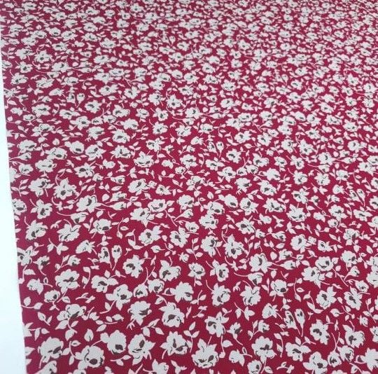 Sonbahar Çiçekleri Viskon Kumaş kırmızı