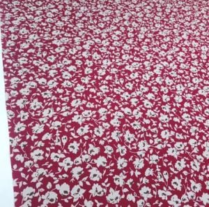Sonbahar Çiçekleri Viskon Kumaş kırmızı