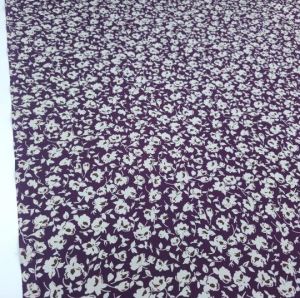 Sonbahar Çiçekleri Viskon Kumaş mürdüm