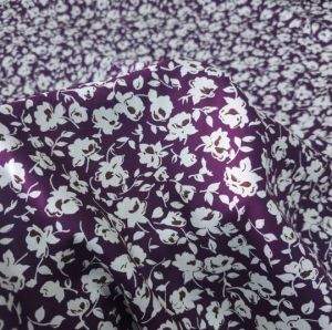 Sonbahar Çiçekleri Viskon Kumaş mürdüm