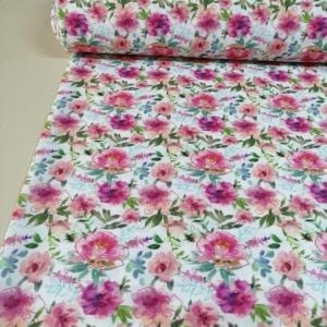 Pembe Çiçekler Raşel Kumaş