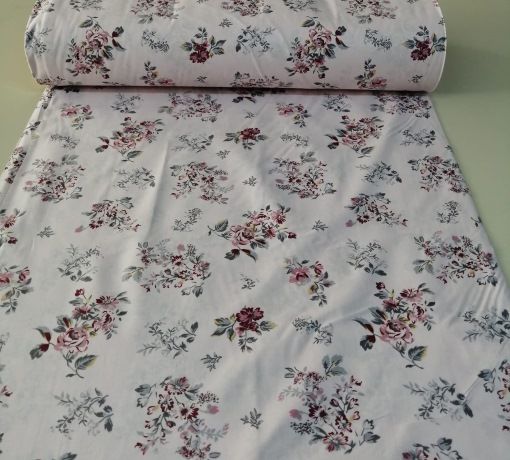 Dallı Güller Poplin Kumaş pembe