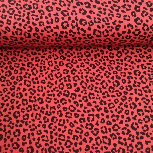 Minik Leopar Viskon Kumaş kırmızı