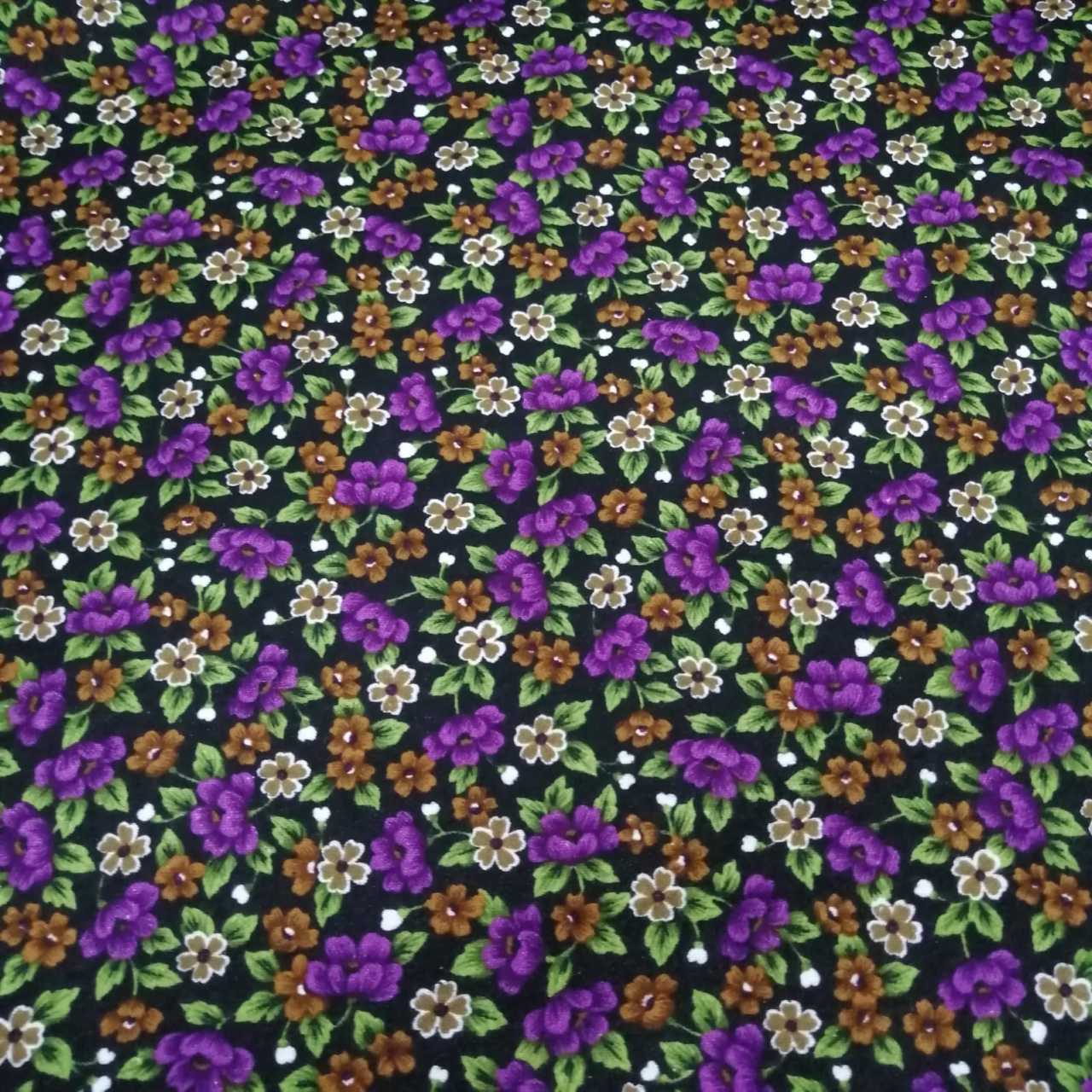 Bahar Çiçekleri Pazen Kumaş mor