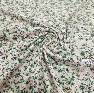 Koyu Krem Yeşil Çiçekli Süprem Penye