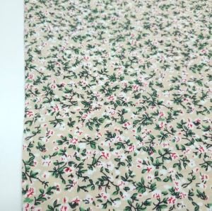 Koyu Krem Yeşil Çiçekli Süprem Penye