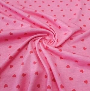 Pembe Zemin Kırmızı kalpli Süprem Penye