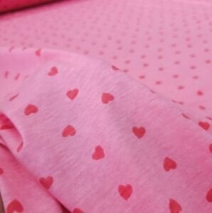 Pembe Zemin Kırmızı kalpli Süprem Penye