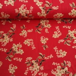 Toplu Çiçekler Viskon Kumaş kırmızı
