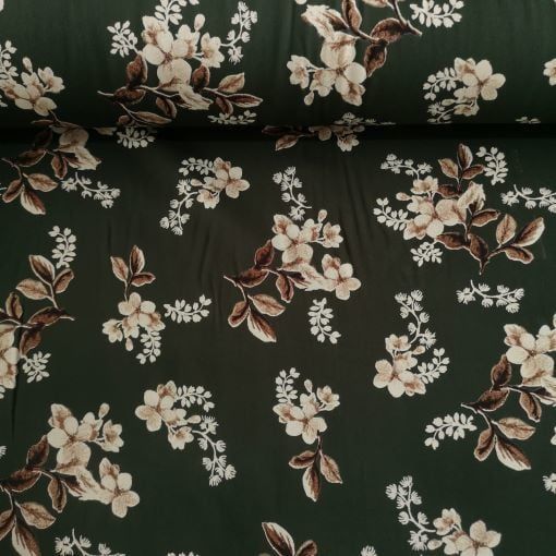 Toplu Çiçekler Viskon Kumaş yeşil