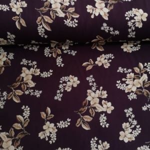 Toplu Çiçekler Viskon Kumaş mor