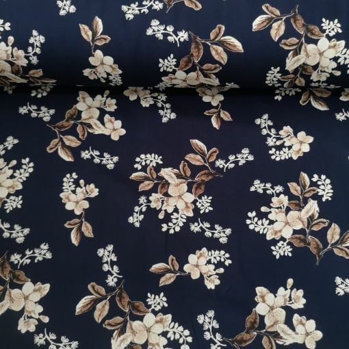 Toplu Çiçekler Viskon Kumaş lacivert