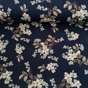 Toplu Çiçekler Viskon Kumaş lacivert