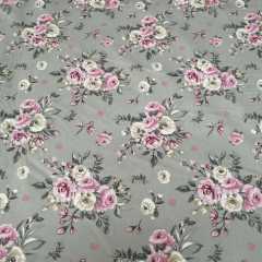 Gri Zemin Üstüne Çiçekler pembe
