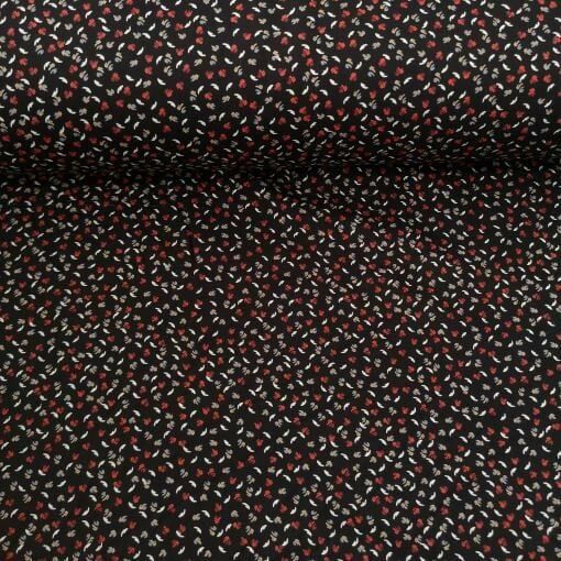 Küçük Yapraklar Viskon Kumaş siyah