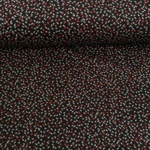 Küçük Yapraklar Viskon Kumaş siyah