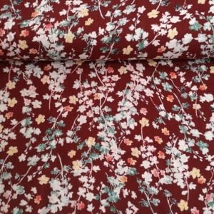 Toplu Papatyalar Viskon Kumaş bordo
