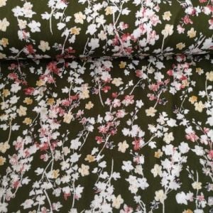 Toplu Papatyalar Viskon Kumaş haki