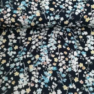 Toplu Papatyalar Viskon Kumaş lacivert