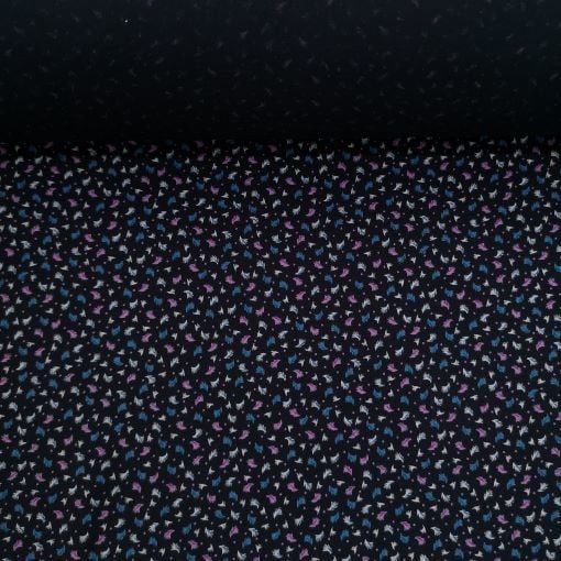 Yapraklar Viskon Kumaş mavi