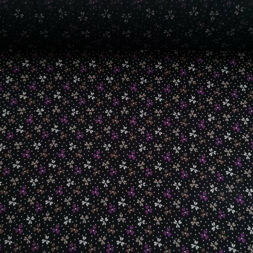 Güzel Çiçekler Viskon Kumaş mor
