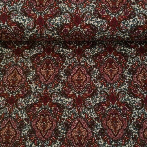 Geleneksel Şal Viskon Kumaş bordo