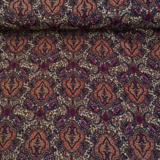 Geleneksel Şal Viskon Kumaş indigo