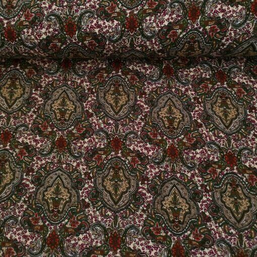 Geleneksel Şal Viskon Kumaş kırmızı