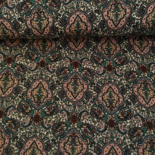 Geleneksel Şal Viskon Kumaş yeşil